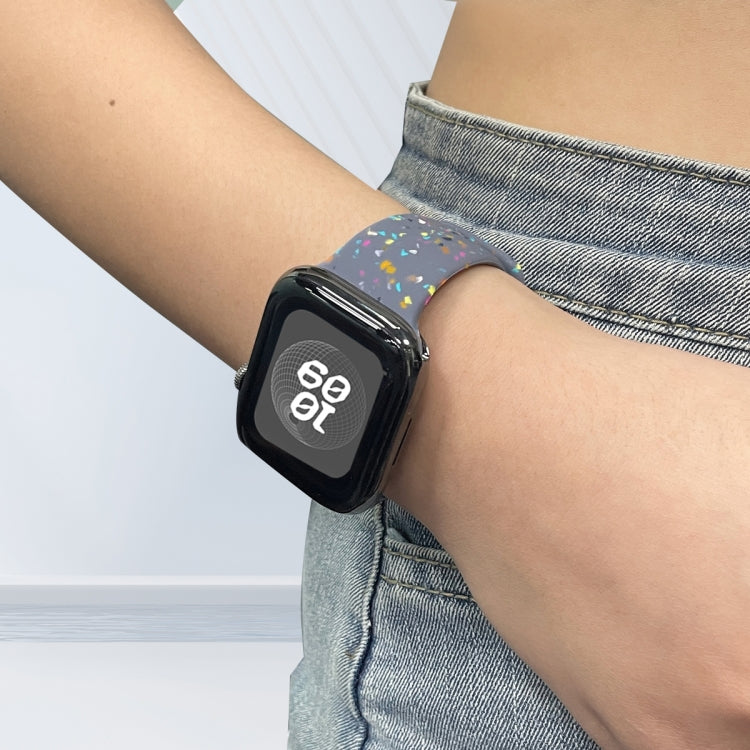 For Apple Watch 38mm Floral Silicone Watch Band(Grey)