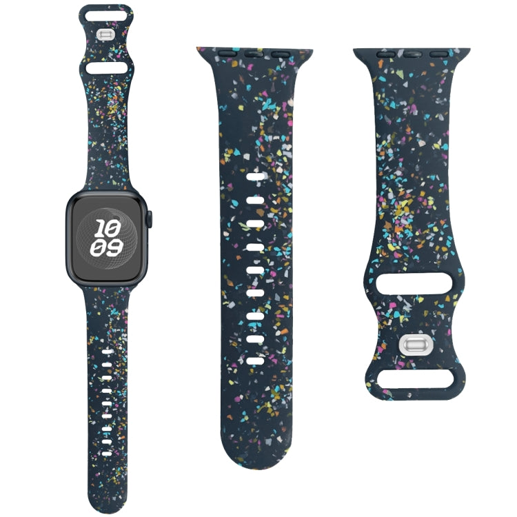 For Apple Watch 38mm Floral Silicone Watch Band(Blue)