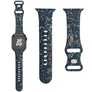 For Apple Watch 38mm Floral Silicone Watch Band(Blue)