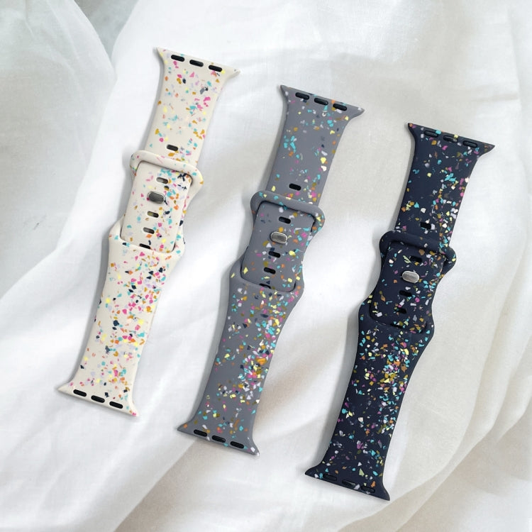 For Apple Watch 38mm Floral Silicone Watch Band(Blue)