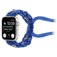 For Apple Watch SE 40mm Silk Silver Beads Braided Watch Band(Blue) - Watch Bands by PMC TechLife | Online Shopping South Africa | PMC TechLife