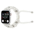 For Apple Watch SE 40mm Silk Silver Beads Braided Watch Band(White) - Watch Bands by PMC TechLife | Online Shopping South Africa | PMC TechLife