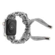 For Apple Watch SE 44mm Silk Silver Beads Braided Watch Band(Grey)