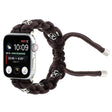 For Apple Watch 42mm Silk Silver Beads Braided Watch Band(Coffee) - Watch Bands by PMC TechLife | Online Shopping South Africa | PMC TechLife