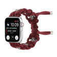 For Apple Watch 38mm Silk Silver Beads Braided Watch Band(Wine Red) - Watch Bands by PMC TechLife | Online Shopping South Africa | PMC TechLife