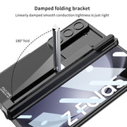 For Samsung Galaxy Z Fold5 5G GKK Integrated Push Lens Window Fold Hinge Phone Case with Pen Slots(Black)