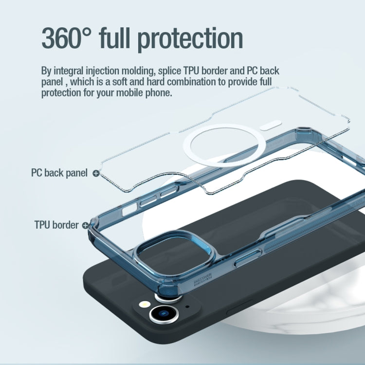 For iPhone 15 Plus NILLKIN Ultra Clear Magsafe PC + TPU Phone Case(Blue)
