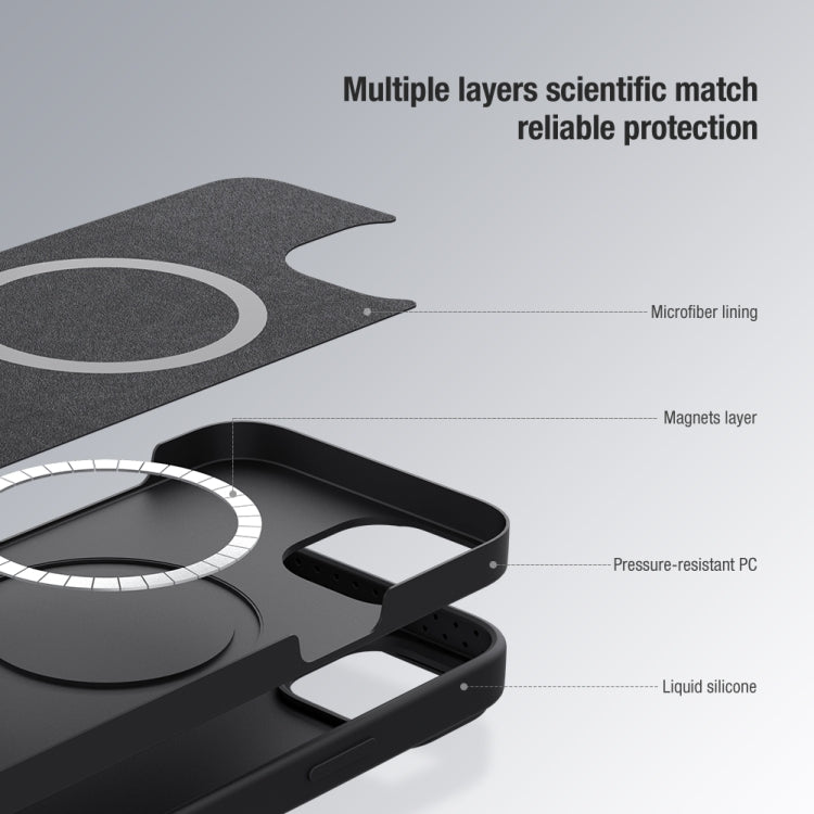 For iPhone 15 Plus NILLKIN CamShield MagSafe Liquid Silicone Phone Case(Black)
