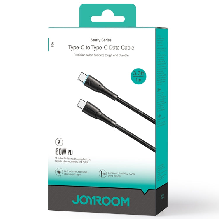 JOYROOM SA32-CC3 Starry Series 60W USB-C / Type-C to USB-C / Type-C Fast Charging Data Cable, Length:1m(Black)