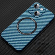 For iPhone 14 MagSafe Magnetic PC Carbon Fiber Phone Case with Lens Film(Blue) - free shipping - PMC TechLife - Order now!