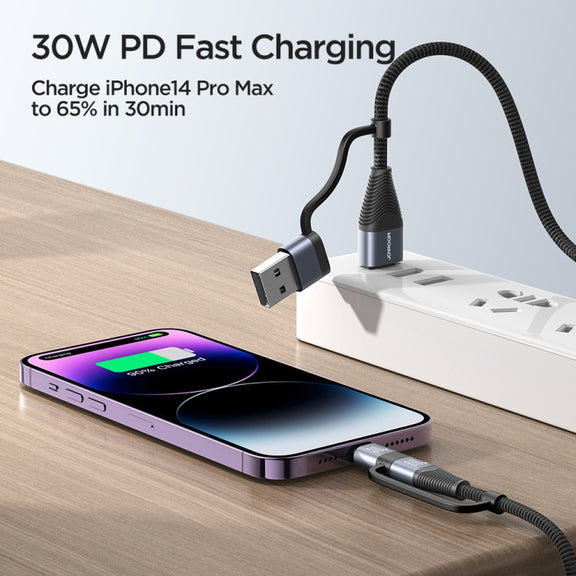 JOYROOM SA37-2T2 60W Multi-Function Series 4 in 1 Fast Charging Data Cable, Length:1.2m(Black)