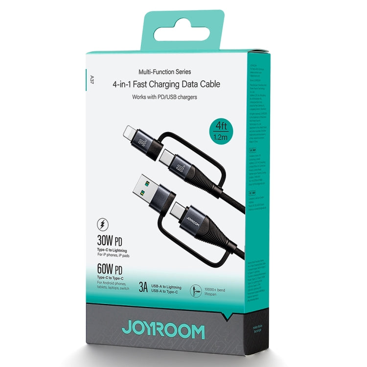 JOYROOM SA37-2T2 60W Multi-Function Series 4 in 1 Fast Charging Data Cable, Length:1.2m(Black)