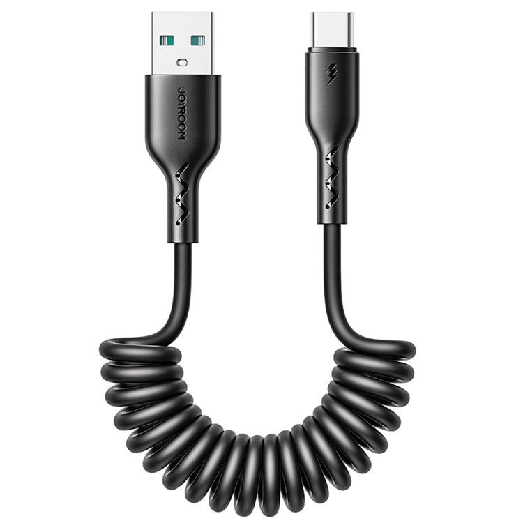 JOYROOM SA38-AC3 3A USB to USB-C / Type-C Coiled Fast Charging Data Cable, Length:1.5m(Black)
