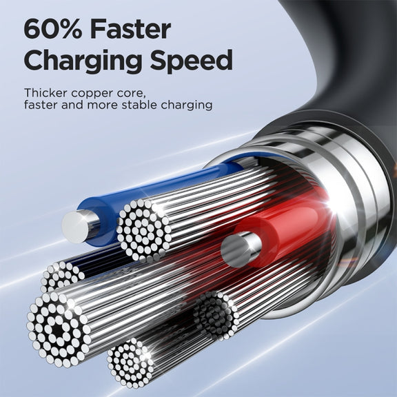 JOYROOM SA38-AC3 3A USB to USB-C / Type-C Coiled Fast Charging Data Cable, Length:1.5m(Black)