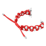 For Apple Watch SE 2023 44mm Paracord Gypsophila Beads Drawstring Braided Watch Band(Red)