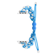 For Apple Watch SE 2023 40mm Paracord Gypsophila Beads Drawstring Braided Watch Band(Blue)