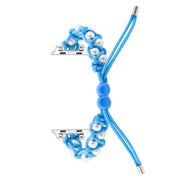 For Apple Watch SE 2023 40mm Paracord Gypsophila Beads Drawstring Braided Watch Band(Blue)