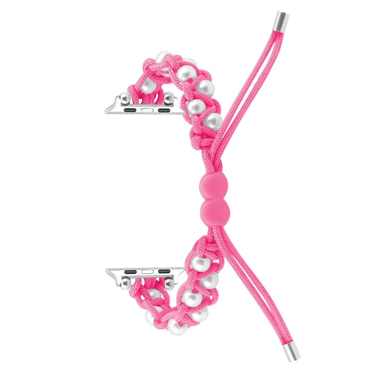 For Apple Watch Ultra 49mm Paracord Gypsophila Beads Drawstring Braided Watch Band(Pink)