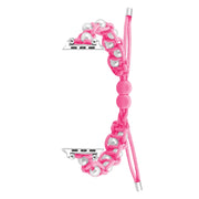 For Apple Watch Ultra 49mm Paracord Gypsophila Beads Drawstring Braided Watch Band(Pink)