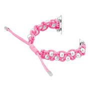 For Apple Watch Ultra 49mm Paracord Gypsophila Beads Drawstring Braided Watch Band(Pink)