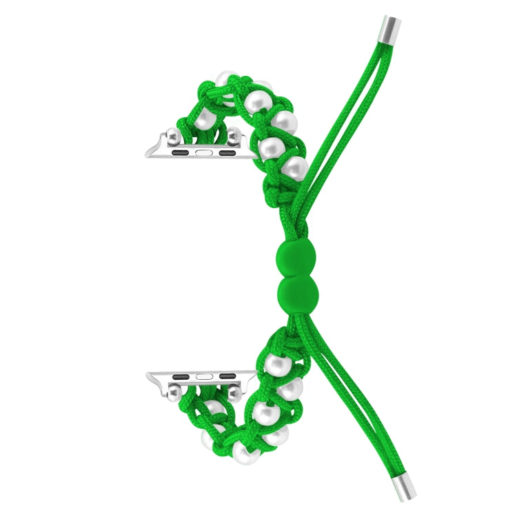 For Apple Watch Ultra 49mm Paracord Gypsophila Beads Drawstring Braided Watch Band(Green)