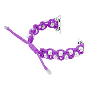 For Apple Watch Ultra 49mm Paracord Gypsophila Beads Drawstring Braided Watch Band(Purple)