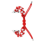 For Apple Watch SE 2022 40mm Paracord Gypsophila Beads Drawstring Braided Watch Band(Red)