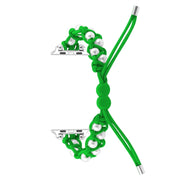 For Apple Watch Series 7 45mm Paracord Gypsophila Beads Drawstring Braided Watch Band(Green)