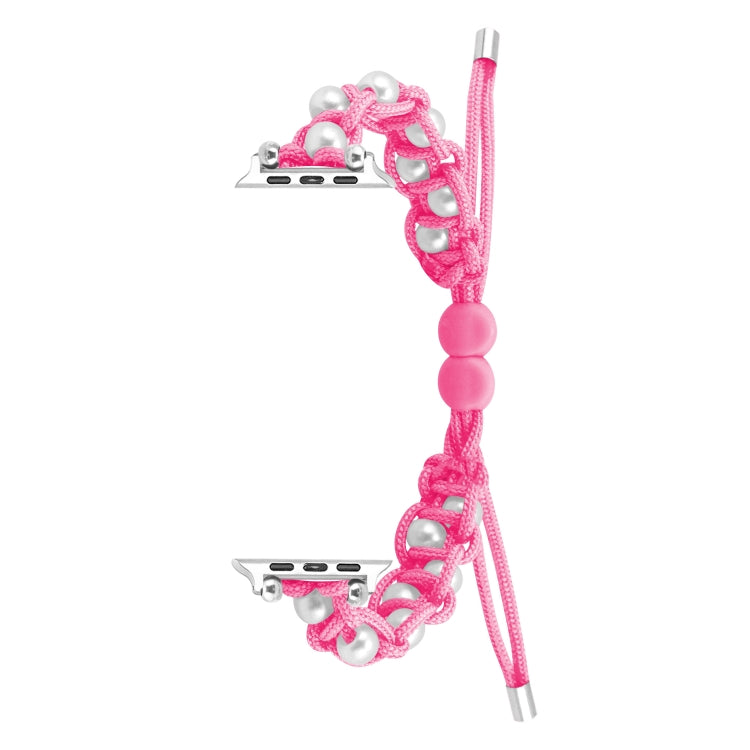 For Apple Watch Series 4 40mm Paracord Gypsophila Beads Drawstring Braided Watch Band(Pink)