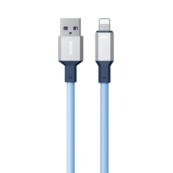 WK WDC-17 2.4A USB to 8 Pin Silicone Data Cable, Length: 1.2m(Blue)