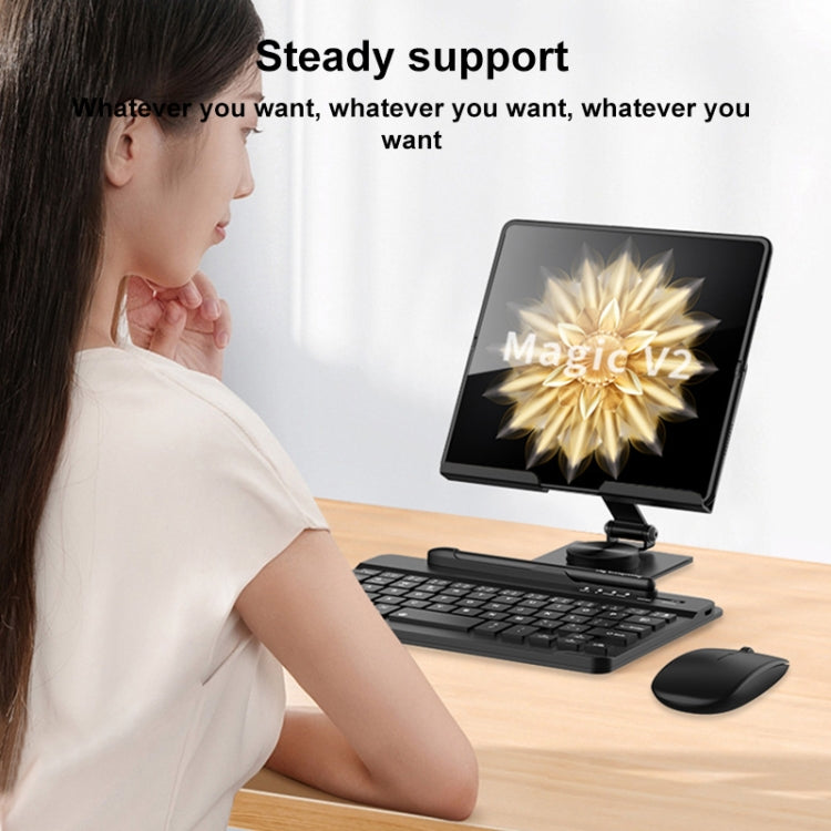 For Honor Magic V2 GKK Bluetooth Keyboard + Folding Holder + Capacitive Pen + Bluetooth Mouse(Black)
