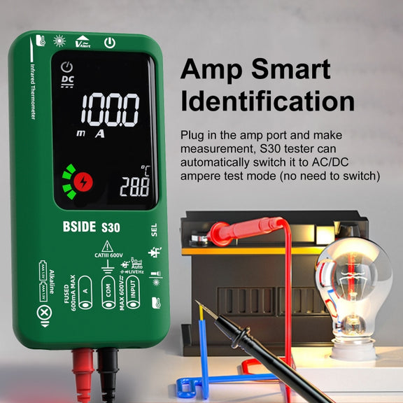 BSIDE S30 Smart Color Screen Infrared Temperature Measurement Multimeter(Black)