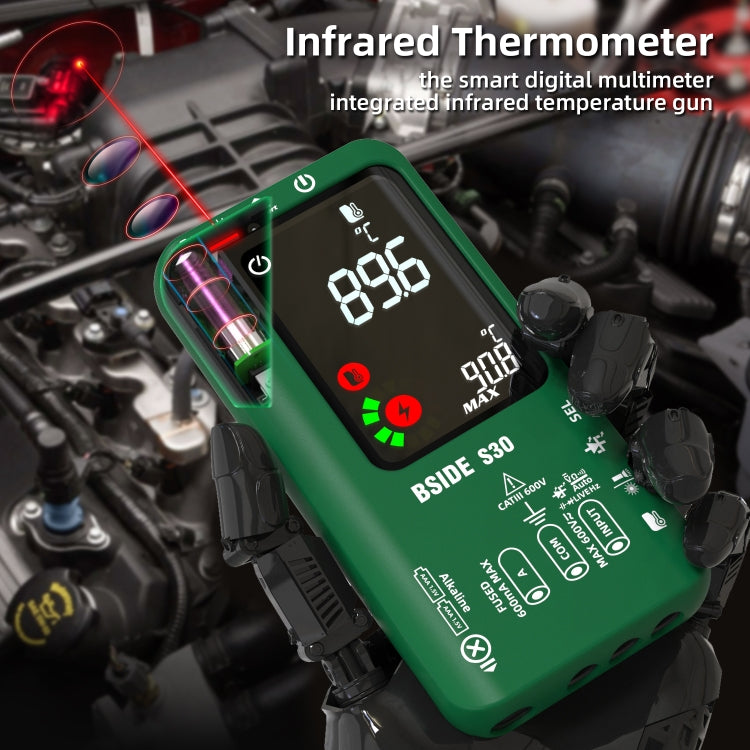 BSIDE S30 Smart Color Screen Infrared Temperature Measurement Multimeter(Black)