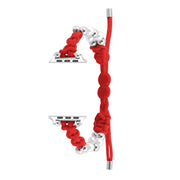 For Apple Watch SE 40mm Paracord Row Beads Drawstring Braided Watch Band(Red)