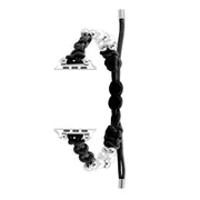 For Apple Watch Series 5 44mm Paracord Row Beads Drawstring Braided Watch Band(Black)