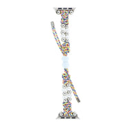 For Apple Watch 42mm Paracord Row Beads Drawstring Braided Watch Band(Rainbow)