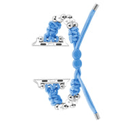 For Apple Watch 42mm Paracord Row Beads Drawstring Braided Watch Band(Blue)