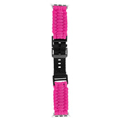 For Apple Watch SE 44mm Paracord Plain Braided Webbing Buckle Watch Band(Red)
