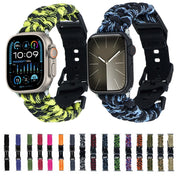 For Apple Watch 38mm Paracord Plain Braided Webbing Buckle Watch Band(Army Green)