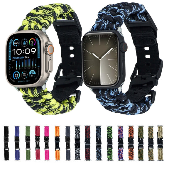 For Apple Watch 38mm Paracord Plain Braided Webbing Buckle Watch Band(Blue)