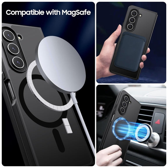For Samsung Galaxy Z Fold5 MagSafe Ultra-thin Translucent PC+TPU Phone Case(Black)