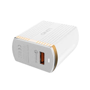 LDNIO A1302Q 2 in 1 18W QC3.0 USB Interface Grid Shape Travel Charger Mobile Phone Charger with Micro USB Data Cable, UK Plug