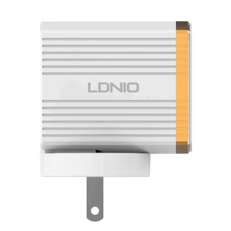 LDNIO A1302Q 2 in 1 18W QC3.0 USB Interface Grid Shape Travel Charger Mobile Phone Charger with 8 Pin Data Cable, US Plug