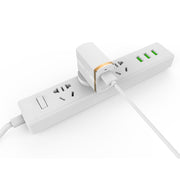 LDNIO A1302Q 2 in 1 18W QC3.0 USB Interface Grid Shape Travel Charger Mobile Phone Charger with 8 Pin Data Cable, EU Plug