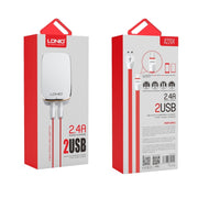 LDNIO A2204 2 in 1 12W Dual USB Interface Travel Charger Mobile Phone Charger with Type-C / USB-C Data Cable, AU Plug