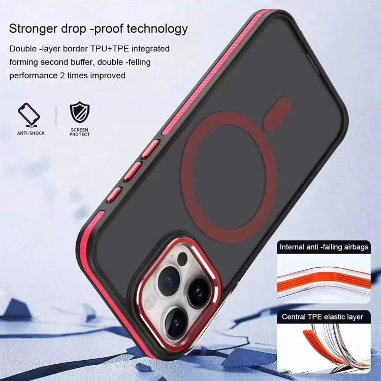 For iPhone 15 Pro Two-color Frosted MagSafe Magnetic Phone Case(Blue)