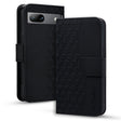 For Google Pixel 7a Business Diamond Buckle Leather Phone Case with Lanyard(Black) - Google Cases by PMC TechLife | Online Shopping South Africa | PMC TechLife | Buy Now Pay Later Mobicred