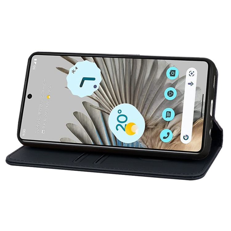 For Google Pixel 7a Business Diamond Buckle Leather Phone Case with Lanyard(Black)