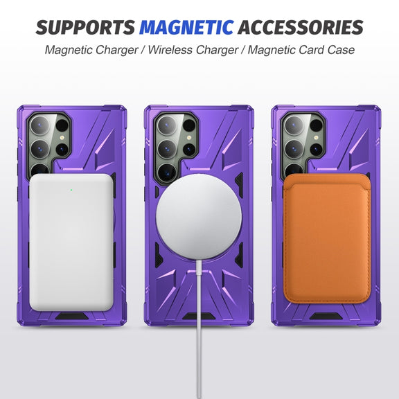 For Samsung Galaxy S23 5G MagSafe Magnetic Shockproof Phone Case with Ring Holder(Purple)