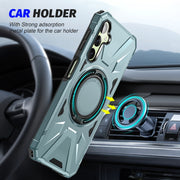 For Samsung Galaxy A24 5G MagSafe Magnetic Shockproof Phone Case with Ring Holder(Green)